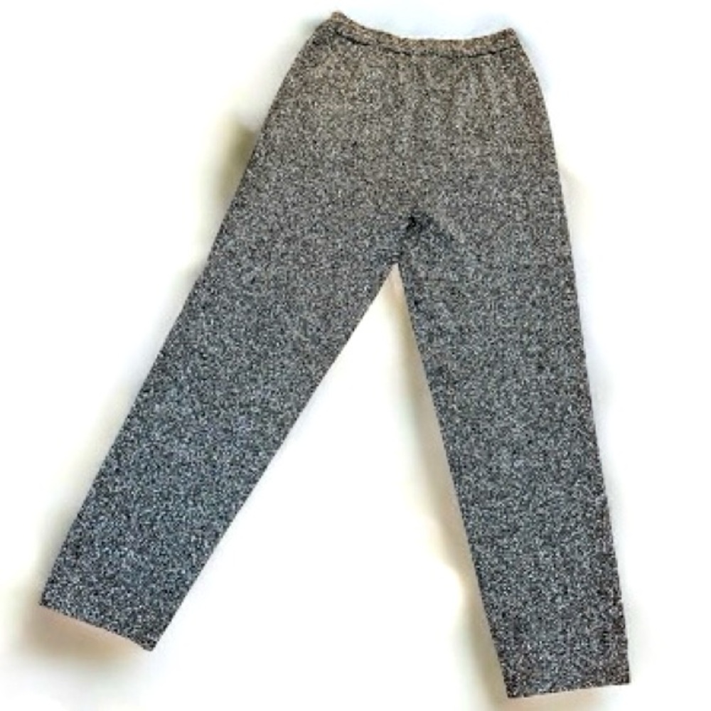 Fab 1980’s Black & Silver Lurex Metallic Wide Leg Pants with Elastic Waist M/L